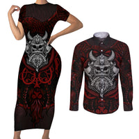 Blood Of Viking Warrior Couples Matching Short Sleeve Bodycon Dress and Long Sleeve Button Shirts - Wonder Print Shop
