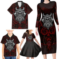Blood Of Viking Warrior Family Matching Long Sleeve Bodycon Dress and Hawaiian Shirt - Wonder Print Shop