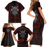 Blood Of Viking Warrior Family Matching Short Sleeve Bodycon Dress and Hawaiian Shirt - Wonder Print Shop