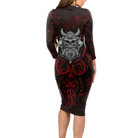 Blood Of Viking Warrior Long Sleeve Bodycon Dress - Wonder Print Shop