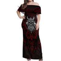 Blood Of Viking Warrior Off Shoulder Maxi Dress - Wonder Print Shop
