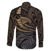 Polynesian Family Matching Puletasi Dress and Hawaiian Shirt Hammerhead Shark Tribal Pattern - Wonder Print Shop