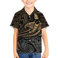 Polynesian Kid Hawaiian Shirt Hammerhead Shark Tribal Pattern - Wonder Print Shop
