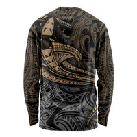 Polynesian Long Sleeve Shirt Hammerhead Shark Tribal Pattern - Wonder Print Shop