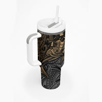 Polynesian Tumbler With Handle Hammerhead Shark Tribal Pattern - Wonder Print Shop