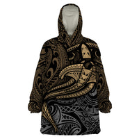 Polynesian Wearable Blanket Hoodie Hammerhead Shark Tribal Pattern - Wonder Print Shop
