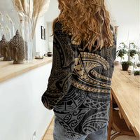Polynesian Women Casual Shirt Hammerhead Shark Tribal Pattern - Wonder Print Shop