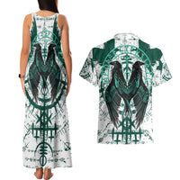 Winged Wisdom Of Viking Couples Matching Tank Maxi Dress and Hawaiian Shirt Hugin, Munin, and the Vegvisir - Wonder Print Shop