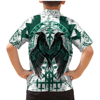 Winged Wisdom Of Viking Family Matching Mermaid Dress and Hawaiian Shirt Hugin, Munin, and the Vegvisir - Wonder Print Shop