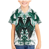Winged Wisdom Of Viking Family Matching Mermaid Dress and Hawaiian Shirt Hugin, Munin, and the Vegvisir - Wonder Print Shop