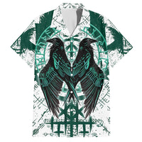 Winged Wisdom Of Viking Family Matching Off Shoulder Long Sleeve Dress and Hawaiian Shirt Hugin, Munin, and the Vegvisir - Wonder Print Shop
