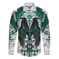 Winged Wisdom Of Viking Family Matching Off Shoulder Long Sleeve Dress and Hawaiian Shirt Hugin, Munin, and the Vegvisir - Wonder Print Shop