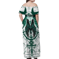 Winged Wisdom Of Viking Family Matching Off Shoulder Maxi Dress and Hawaiian Shirt Hugin, Munin, and the Vegvisir - Wonder Print Shop