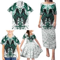 Winged Wisdom Of Viking Family Matching Puletasi Dress and Hawaiian Shirt Hugin, Munin, and the Vegvisir - Wonder Print Shop