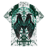 Winged Wisdom Of Viking Family Matching Short Sleeve Bodycon Dress and Hawaiian Shirt Hugin, Munin, and the Vegvisir - Wonder Print Shop
