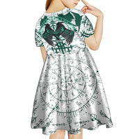 Winged Wisdom Of Viking Kid Short Sleeve Dress Hugin, Munin, and the Vegvisir - Wonder Print Shop