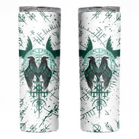 Winged Wisdom Of Viking Skinny Tumbler Hugin, Munin, and the Vegvisir - Wonder Print Shop