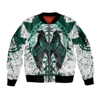 Winged Wisdom Of Viking Sleeve Zip Bomber Jacket Hugin, Munin, and the Vegvisir - Wonder Print Shop