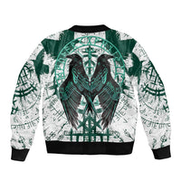 Winged Wisdom Of Viking Sleeve Zip Bomber Jacket Hugin, Munin, and the Vegvisir - Wonder Print Shop