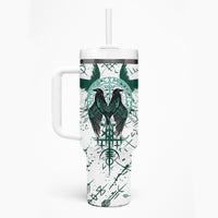 Winged Wisdom Of Viking Tumbler With Handle Hugin, Munin, and the Vegvisir - Wonder Print Shop
