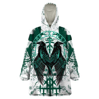 Winged Wisdom Of Viking Wearable Blanket Hoodie Hugin, Munin, and the Vegvisir - Wonder Print Shop