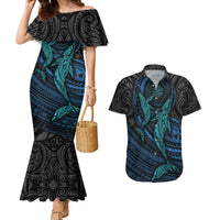 Polynesian Whale Couples Matching Mermaid Dress and Hawaiian Shirt - Wonder Print Shop