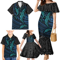 Polynesian Whale Family Matching Mermaid Dress and Hawaiian Shirt - Wonder Print Shop