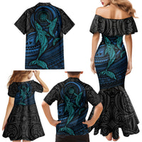 Polynesian Whale Family Matching Mermaid Dress and Hawaiian Shirt - Wonder Print Shop