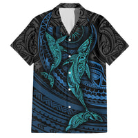 Polynesian Whale Family Matching Short Sleeve Bodycon Dress and Hawaiian Shirt - Wonder Print Shop
