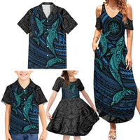 Polynesian Whale Family Matching Summer Maxi Dress and Hawaiian Shirt - Wonder Print Shop
