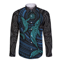 Polynesian Whale Long Sleeve Button Shirt - Wonder Print Shop