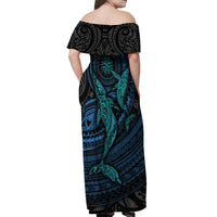 Polynesian Whale Off Shoulder Maxi Dress - Wonder Print Shop