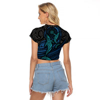Polynesian Whale Raglan Cropped T Shirt - Wonder Print Shop