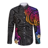 Turtle and Plumeria - Polynesian Long Sleeve Button Shirt - Wonder Print Shop