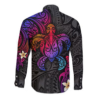Turtle and Plumeria - Polynesian Long Sleeve Button Shirt - Wonder Print Shop