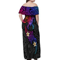 Turtle and Plumeria - Polynesian Off Shoulder Maxi Dress - Wonder Print Shop