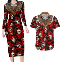 Christmas Skull Couples Matching Long Sleeve Bodycon Dress and Hawaiian Shirt When You're Dead Inside But It's Christmas - Wonder Print Shop