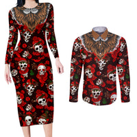 Christmas Skull Couples Matching Long Sleeve Bodycon Dress and Long Sleeve Button Shirts When You're Dead Inside But It's Christmas - Wonder Print Shop