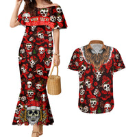 Christmas Skull Couples Matching Mermaid Dress and Hawaiian Shirt When You're Dead Inside But It's Christmas - Wonder Print Shop