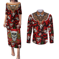 Christmas Skull Couples Matching Puletasi Dress and Long Sleeve Button Shirts When You're Dead Inside But It's Christmas - Wonder Print Shop