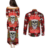 Christmas Skull Couples Matching Puletasi Dress and Long Sleeve Button Shirts When You're Dead Inside But It's Christmas - Wonder Print Shop