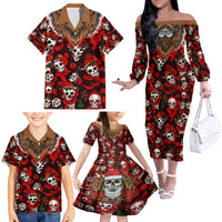 Christmas Skull Family Matching Off Shoulder Long Sleeve Dress and Hawaiian Shirt When You're Dead Inside But It's Christmas - Wonder Print Shop