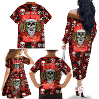Christmas Skull Family Matching Off Shoulder Long Sleeve Dress and Hawaiian Shirt When You're Dead Inside But It's Christmas - Wonder Print Shop