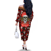 Christmas Skull Family Matching Off Shoulder Long Sleeve Dress and Hawaiian Shirt When You're Dead Inside But It's Christmas - Wonder Print Shop