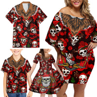 Christmas Skull Family Matching Off Shoulder Short Dress and Hawaiian Shirt When You're Dead Inside But It's Christmas - Wonder Print Shop