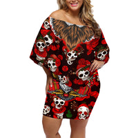 Christmas Skull Family Matching Off Shoulder Short Dress and Hawaiian Shirt When You're Dead Inside But It's Christmas - Wonder Print Shop