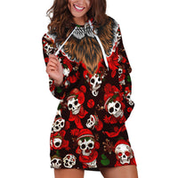 Christmas Skull Hoodie Dress When You're Dead Inside But It's Christmas - Wonder Print Shop