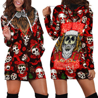 Christmas Skull Hoodie Dress When You're Dead Inside But It's Christmas - Wonder Print Shop