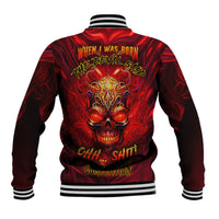 When Is Was Born The Devil Baseball Jacket - Wonder Print Shop