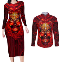 When Is Was Born The Devil Couples Matching Long Sleeve Bodycon Dress and Long Sleeve Button Shirts - Wonder Print Shop